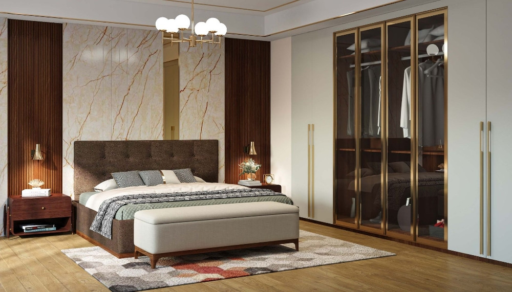 Sử dụng nội thất thông minh giúp tối ưu diện tích và mang lại sự gọn gàng, tiện lợi cho phòng ngủ (Ảnh: LivSpace) Sử dụng nội thất thông minh giúp tối ưu diện tích và mang lại sự gọn gàng, tiện lợi cho phòng ngủ (Ảnh: LivSpace)