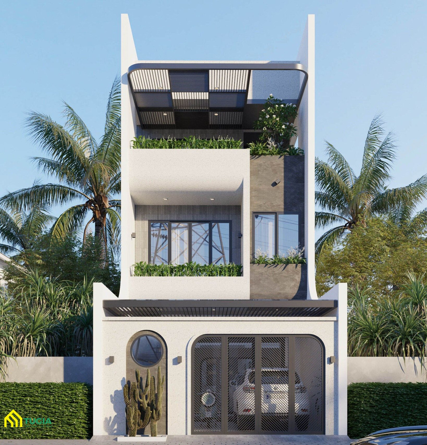 Mẫu nhà ống hiện đại có mặt tiền 6m. Mẫu nhà ống hiện đại có mặt tiền 6m.