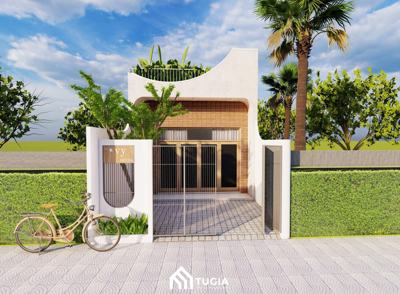 Nhà ống một tầng có mặt tiền cá tính, hiện đại. Nhà ống một tầng có mặt tiền cá tính, hiện đại.