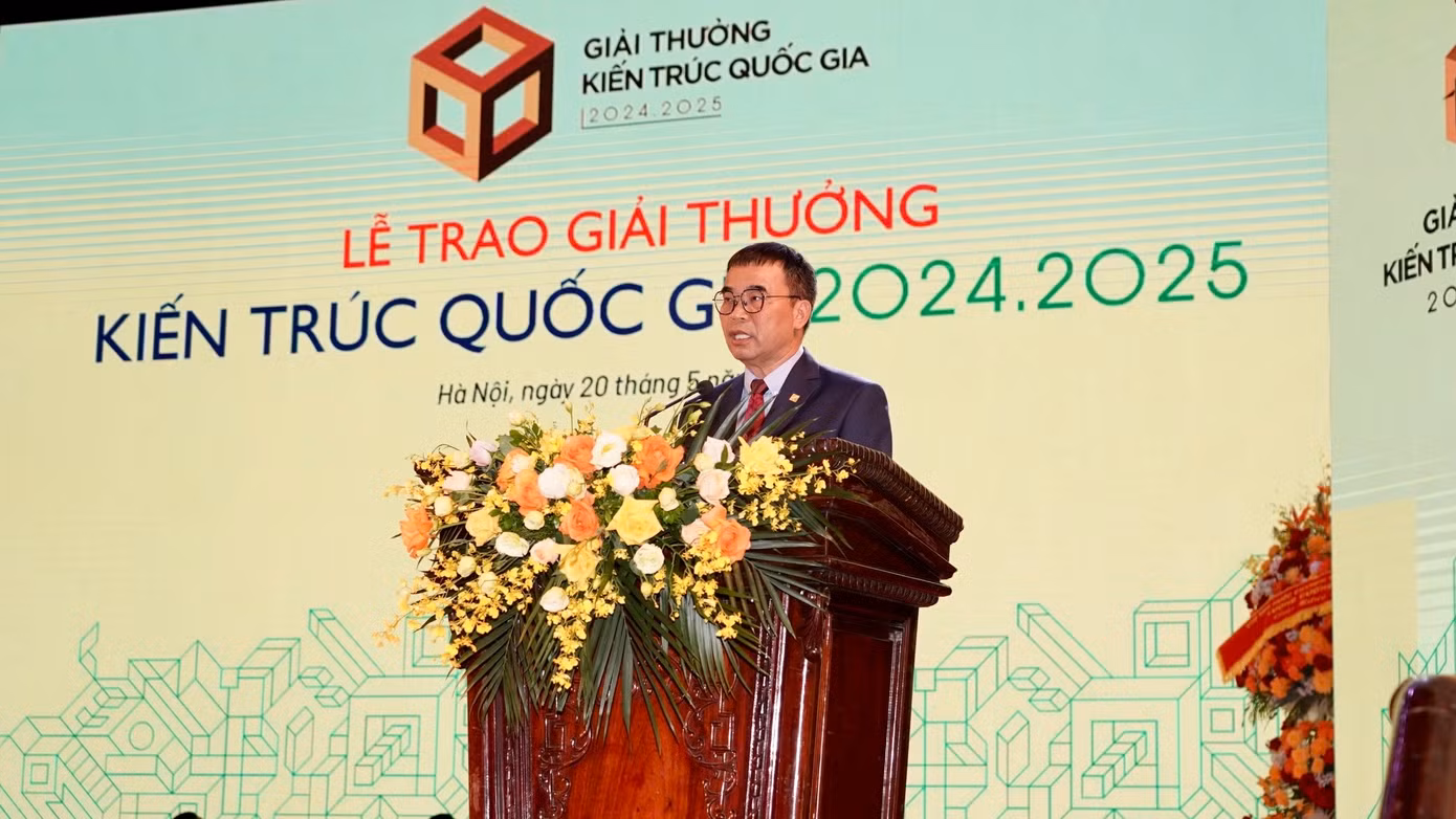 Tiến sĩ, KTS Phan Đăng Sơn, Chủ tịch Hội Kiến trúc sư Việt Nam, Chủ tịch Hội đồng Giải thưởng phát biểu.