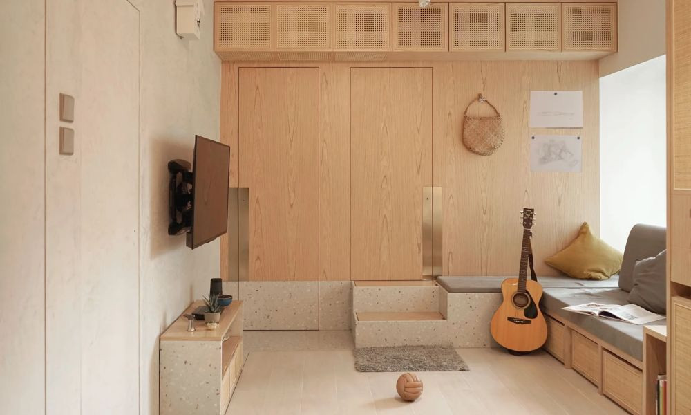 Hiệu ứng mờ từ gốm, sứ kết hợp với nội thất trung tính rất hợp với phong cách tối giản (Ảnh: Nevertoosmall)