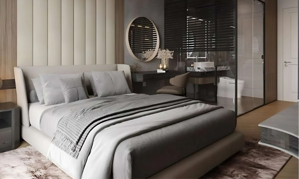 Kết hợp phòng ngủ và toilet nhỏ gọn, tiết kiệm không gian nhưng vẫn đầy đủ tiện nghi (Ảnh: Tổng hợp)