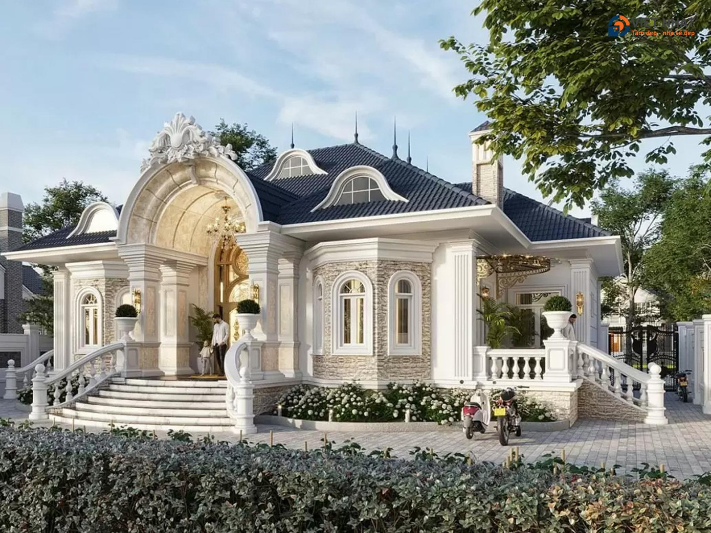 Nhà cấp 4 phong cách cổ điển. Bố trí công năng gồm 1 phòng khách, phòng bếp, 4 phòng ngủ, 3 nhà vệ sinh,...mang đến một không gian sống sang trọng, đẳng cấp. Nhà cấp 4 phong cách cổ điển. Bố trí công năng gồm 1 phòng khách, phòng bếp, 4 phòng ngủ, 3 nhà vệ sinh,...mang đến một không gian sống sang trọng, đẳng cấp.