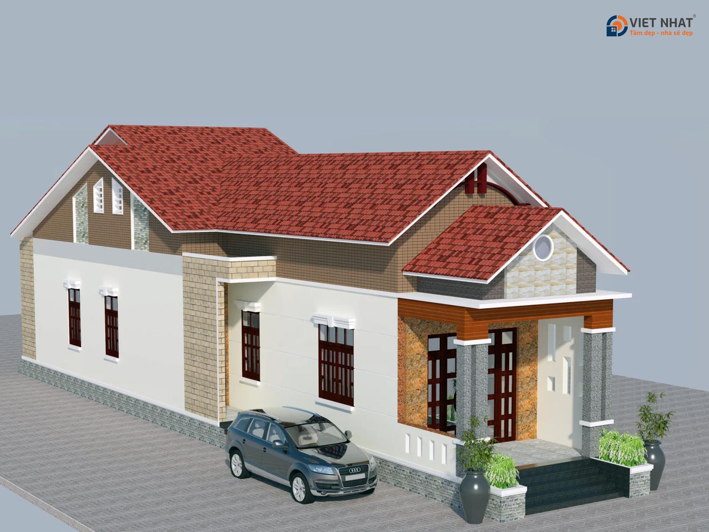 Nhà cấp 4 mái ngói. Bố trí công năng với một phòng khách, phòng bếp, 3 phòng ngủ,...không chỉ tạo nên một không gian sống hài hoà, thoải mái mà còn giúp thoát nước nhanh đảm bảo ngôi nhà luôn thông thoáng, tránh ẩm mốc. Nhà cấp 4 mái ngói. Bố trí công năng với một phòng khách, phòng bếp, 3 phòng ngủ,...không chỉ tạo nên một không gian sống hài hoà, thoải mái mà còn giúp thoát nước nhanh đảm bảo ngôi nhà luôn thông thoáng, tránh ẩm mốc.