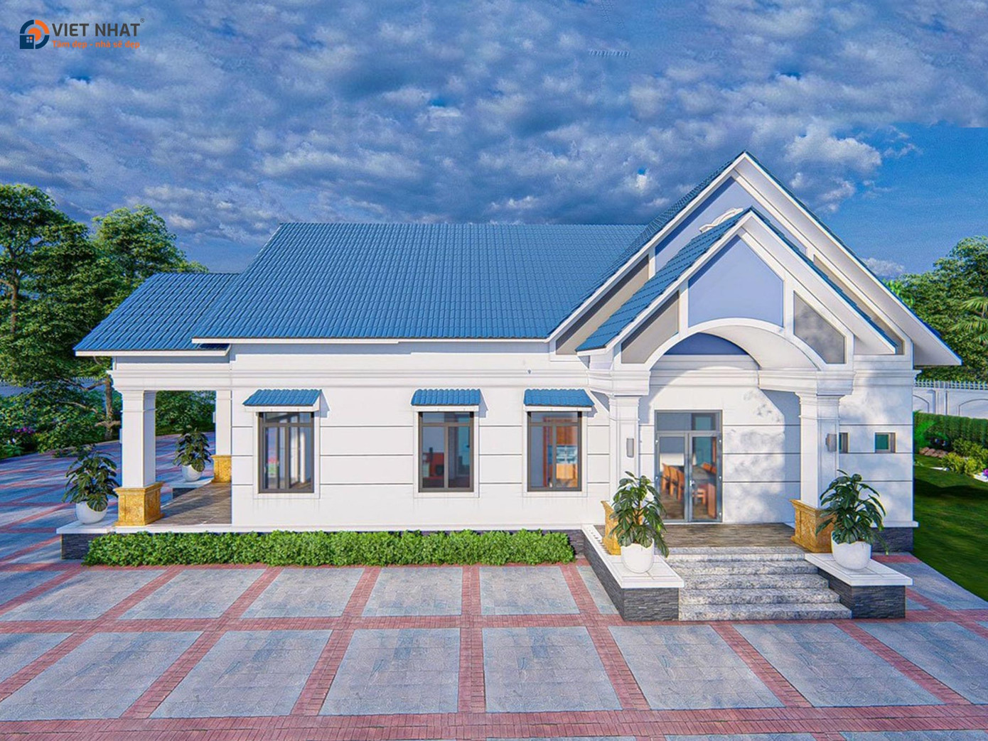 Nhà cấp 4 mái Thái, bố trí công năng gồm 1 phòng khách, phòng bếp, 3 phòng ngủ,...Thiết kế sử dụng một không gian mở giúp ngôi nhà luôn thông thoáng, mát mẻ tạo cảm giác gần gũi với thiên nhiên. Nhà cấp 4 mái Thái, bố trí công năng gồm 1 phòng khách, phòng bếp, 3 phòng ngủ,...Thiết kế sử dụng một không gian mở giúp ngôi nhà luôn thông thoáng, mát mẻ tạo cảm giác gần gũi với thiên nhiên.