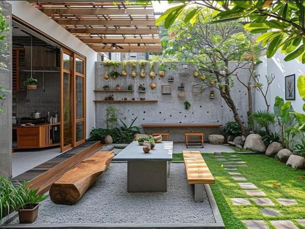 Không gian thư giãn thanh bình, mộc mạc.