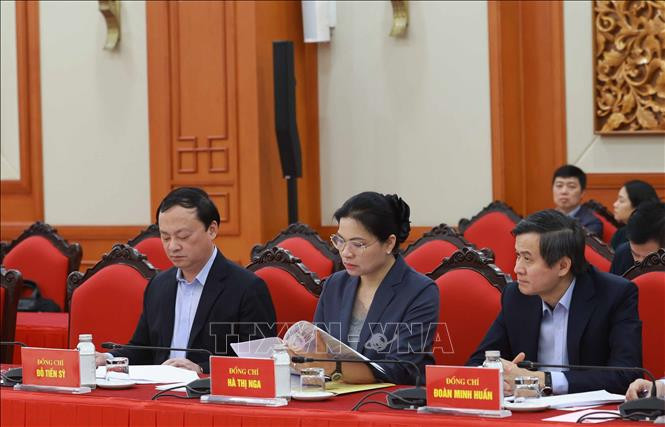 Các đại biểu dự phiên họp của Tiểu ban Văn kiện Đại hội XIV của Đảng. Ảnh: Thống Nhất/TTXVN.