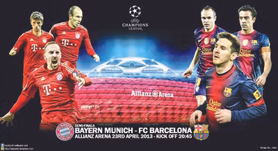 Allianz Arena sẵn sàng chào đón các cầu thủ Barca . Allianz Arena sẵn sàng chào đón các cầu thủ Barca