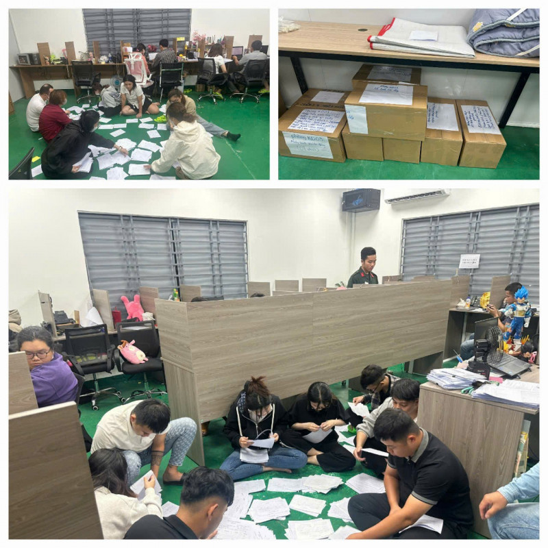 Tại các công ty của nhóm đối tượng, lực lượng chức năng thu giữ nhiều tài liệu quan trọng về hành vi lừa đảo chiếm đoạt tài sản của các bị hại.