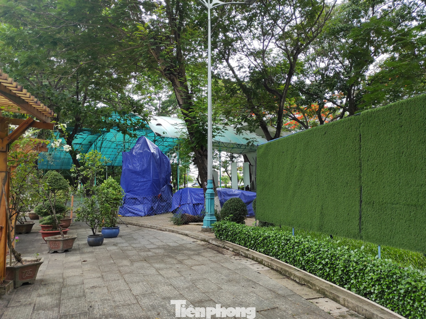 Hiện tại các bức tượng đã được tăng cường bạt che, bên cạnh đó, khu vực đặt tượng đã được dọn dẹp vệ sinh sạch sẽ.