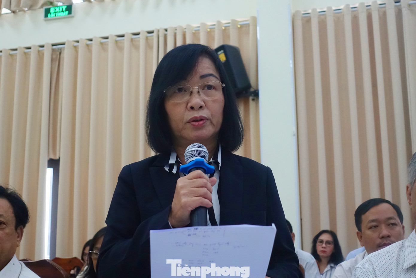Bà Nguyễn Thị Minh Sáu phát biểu tại hội nghị. Ảnh: Hữu Huy