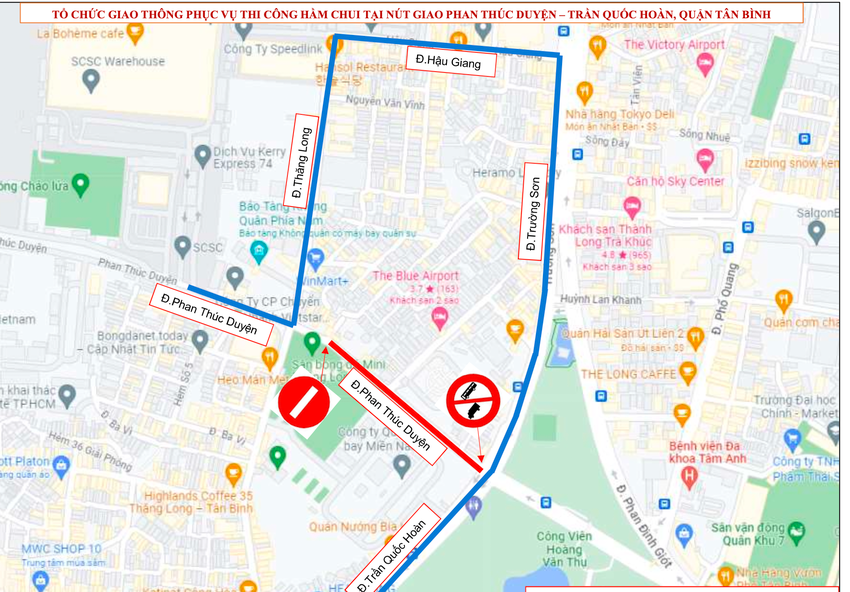 Phương án tổ chức giao thông phục vụ thi công hầm chui tại nút giao Phan Thúc Duyện - Trần Quốc Hoàn (quận Tân Bình). Nguồn: Sở GTVT TPHCM