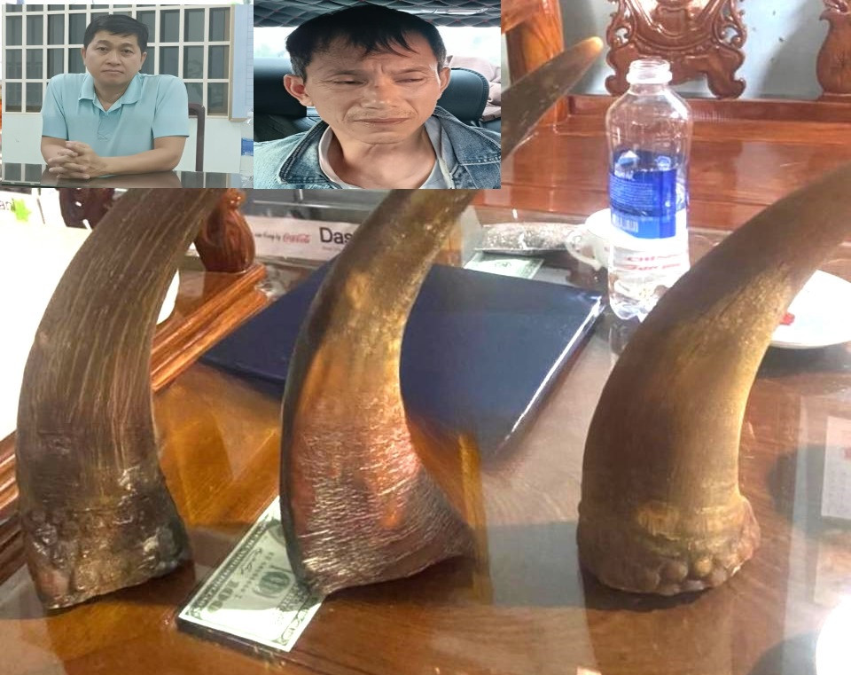 Hồ Hoàng Hôn và Tô Vũ Tiến cùng tang vật Hồ Hoàng Hôn và Tô Vũ Tiến cùng tang vật