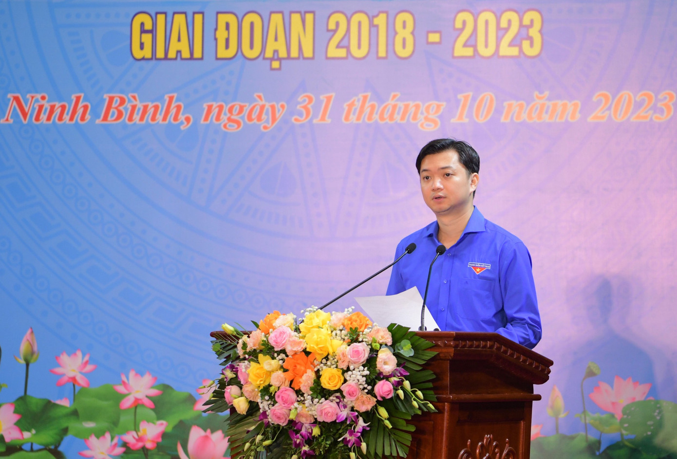 Anh Nguyễn Minh Triết - Bí thư T.Ư Đoàn, Chủ tịch T.Ư Hội SVVN phát biểu tại hội nghị.