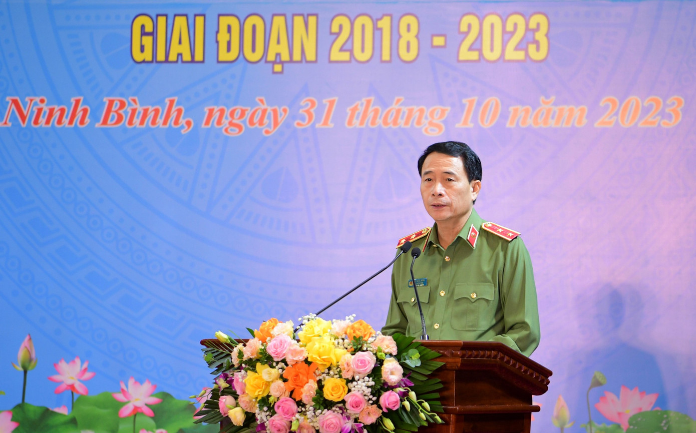 Trung tướng Lê Quốc Hùng - Ủy viên T.Ư Đảng, Thứ trưởng Bộ Công an phát biểu tại chương trình