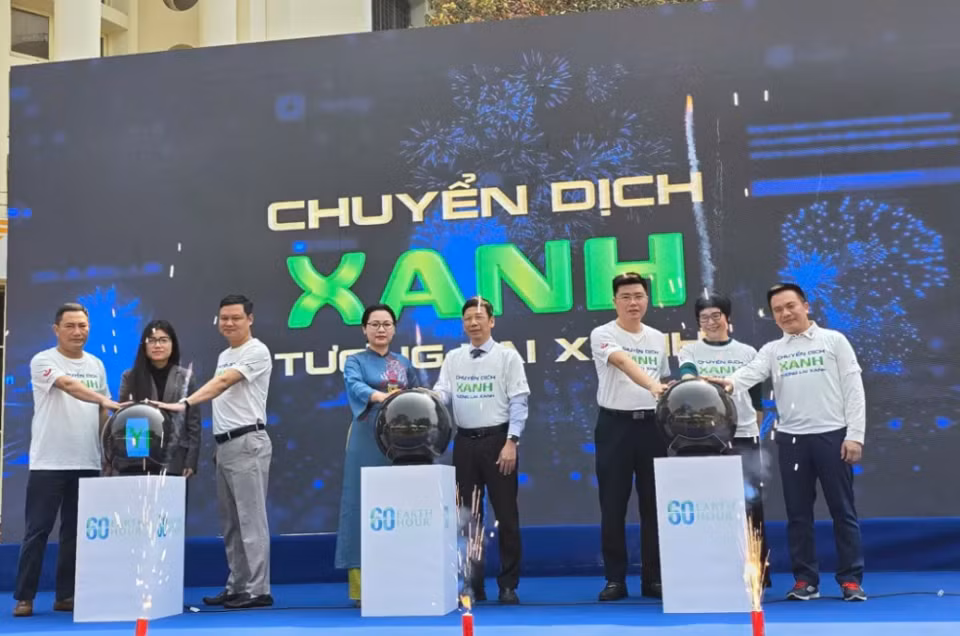 Sáng 22/3, Ban Tổ chức đã phát động lễ phát động hưởng ứng Giờ trái đất 2025. Ảnh: Hoàng An