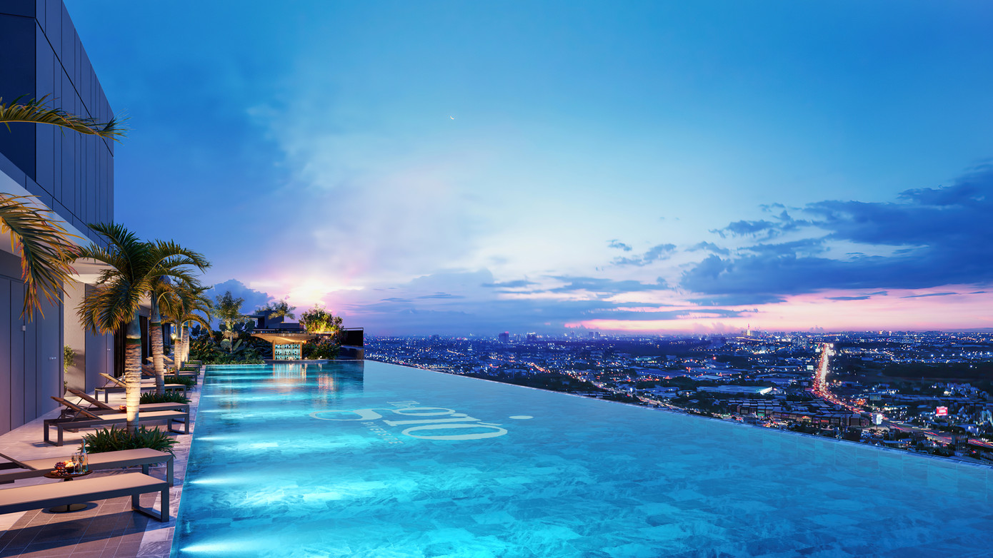 Phối cảnh hồ bơi Sunset Infinity Pool trên tầng 40 The Gió Riverside.