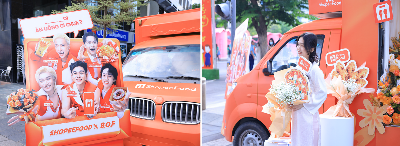 Không khí náo nhiệt tại xe hoa rực rỡ của ShopeeFood trên Phố đi bộ Nguyễn Huệ (TP.HCM) trong chiến dịch “Khao Vạn Deal Xinh”.