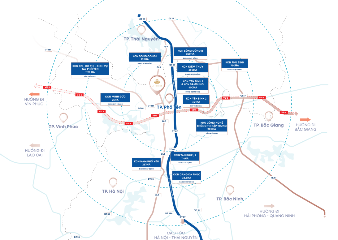 Liền kề các tâm điểm đang sốt đất và sở hữu bệ phóng công nghiệp hàng đầu miền Bắc Liền kề các tâm điểm đang sốt đất và sở hữu bệ phóng công nghiệp hàng đầu miền Bắc