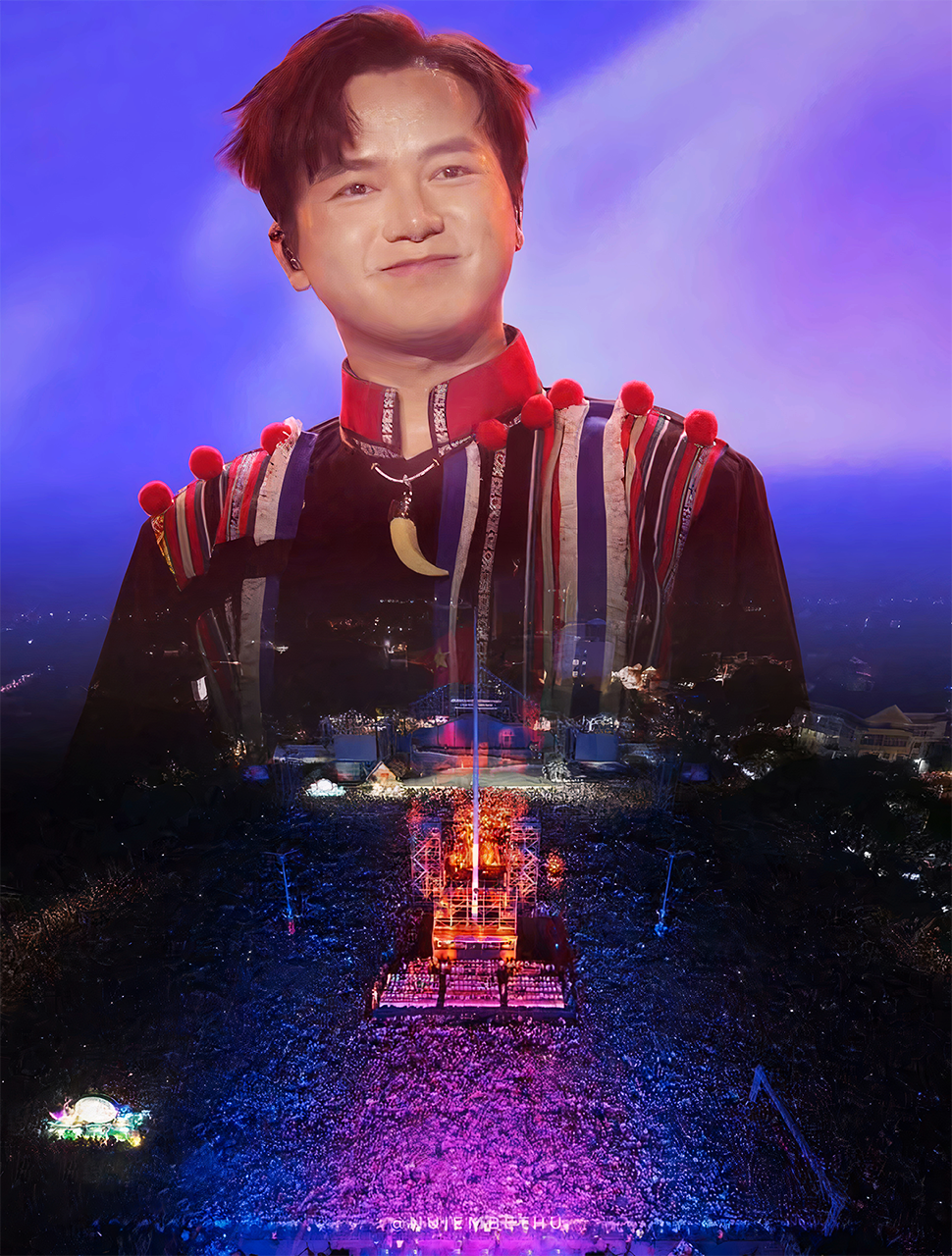 Hàng ngàn người cùng hòa ca trong tiết mục trình diễn của Bùi Công nam tại Lễ hội Cà phê Buôn Ma Thuột. Nguồn: Thanh Hằng