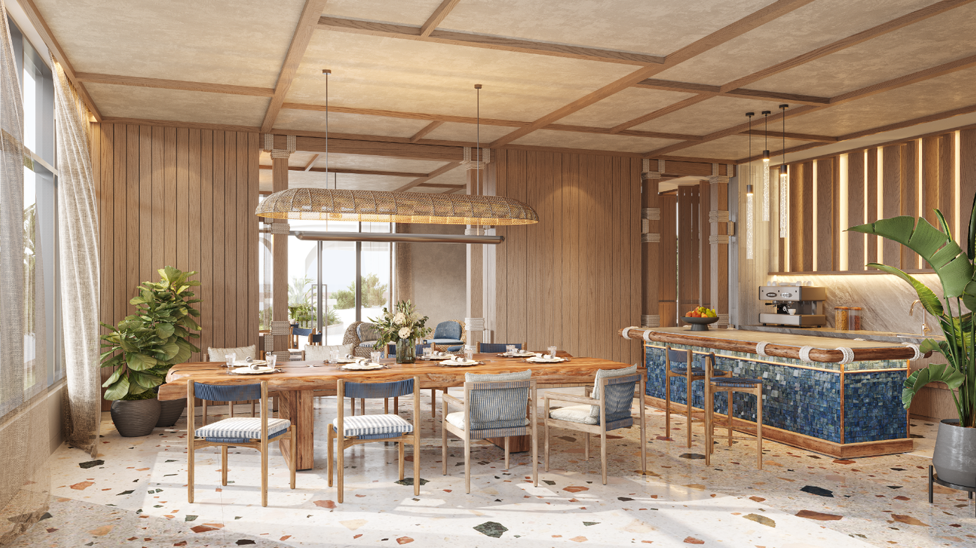 Sảnh tiệc biển xanh dành cho những buổi tiệc ấm cúng, là nơi để chiêu đãi gia đình và bạn bè mỗi dịp hội họp. (Ảnh: Sycamore) Sảnh tiệc biển xanh dành cho những buổi tiệc ấm cúng, là nơi để chiêu đãi gia đình và bạn bè mỗi dịp hội họp. (Ảnh: Sycamore)