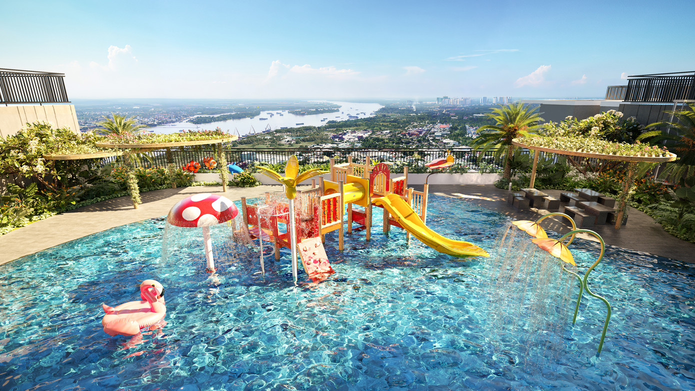 Phối cảnh khu vui chơi nước trẻ em trên tầng 40 Phối cảnh khu vui chơi nước trẻ em trên tầng 40