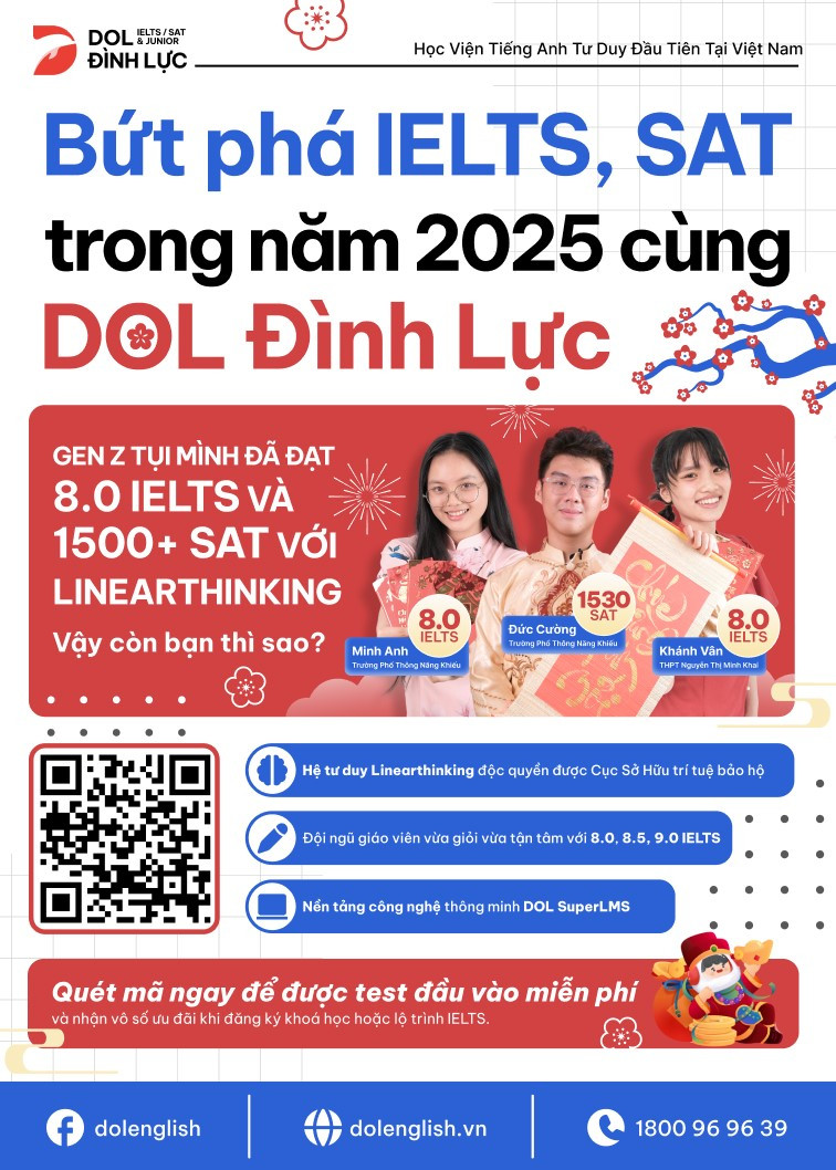 Nhờ phương pháp tiếng Anh tư duy Linearthinking, hàng ngàn học viên DOL đã đạt IELTS 7.5-8.5 Nhờ phương pháp tiếng Anh tư duy Linearthinking, hàng ngàn học viên DOL đã đạt IELTS 7.5-8.5