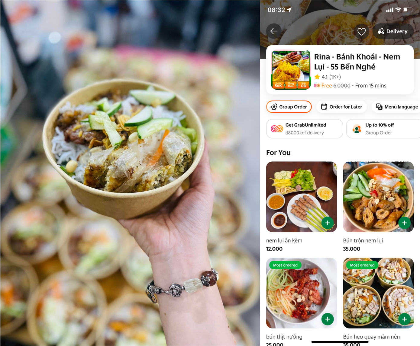 Rina – Bánh Khoái – Nem Lụi là một trong những cửa hàng có doanh số tốt nhất trên Grab tại Huế Rina – Bánh Khoái – Nem Lụi là một trong những cửa hàng có doanh số tốt nhất trên Grab tại Huế