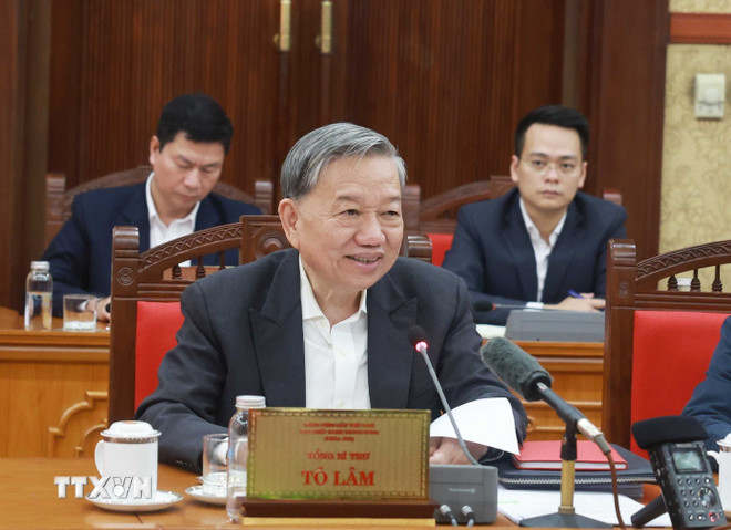 Tổng Bí thư Tô Lâm phát biểu chỉ đạo. (Ảnh: Thống Nhất/TTXVN) Tổng Bí thư Tô Lâm phát biểu chỉ đạo. (Ảnh: Thống Nhất/TTXVN)