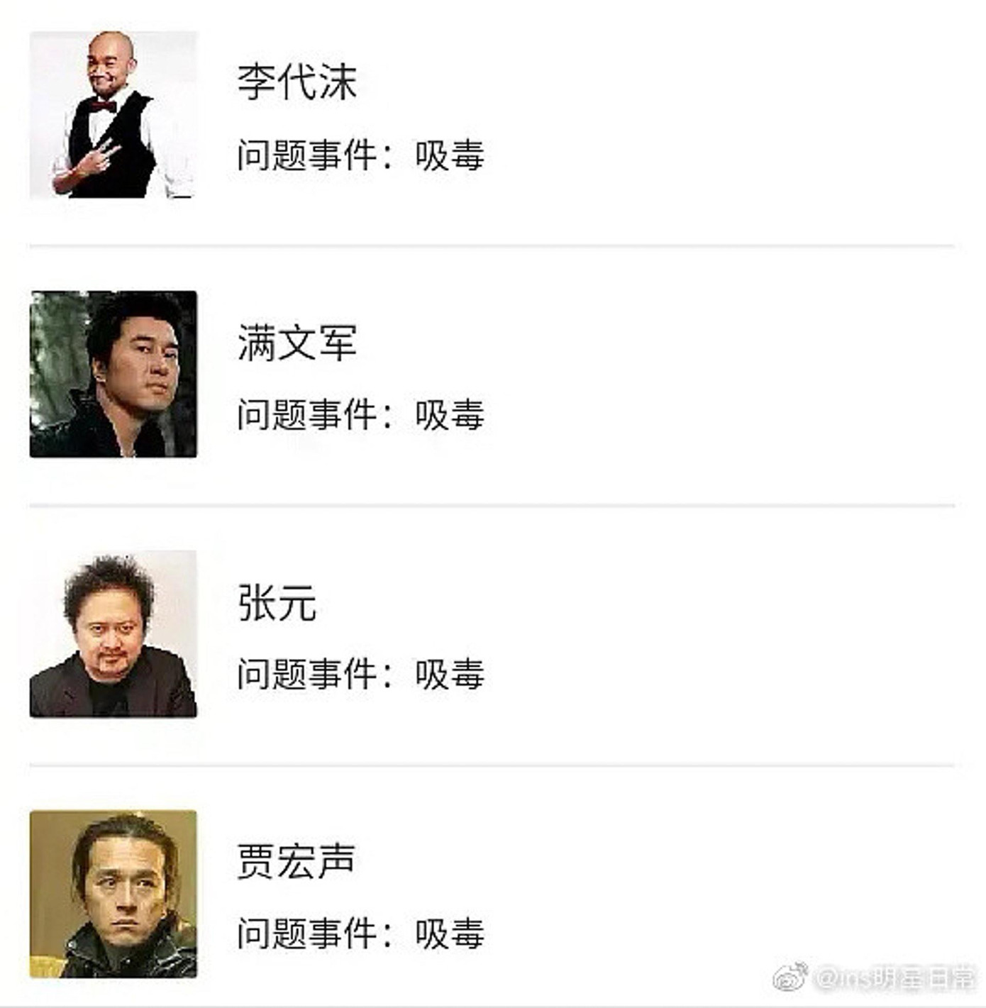 Những "nghệ sĩ ô danh" khác trong danh sách.