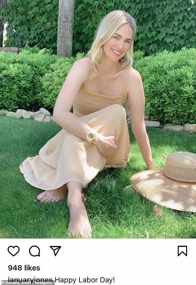 Mỹ nhân “Mad Men” January Jones gửi lời chúc đến người hâm mộ: “Ngày Lao động hạnh phúc! Hôm nay, tôi sẽ lao động để đối xử tốt với bản thân và hòa bình với những người xung quanh”.