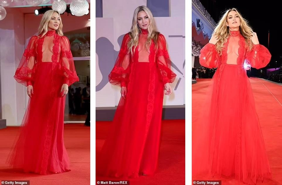 Minh tinh Hollywood diện váy cùng màu với thảm đỏ nhưng không hề bị lu mờ, ngược lại vô cùng nổi bật nhờ màn khoe vòng một "bỏng mắt".