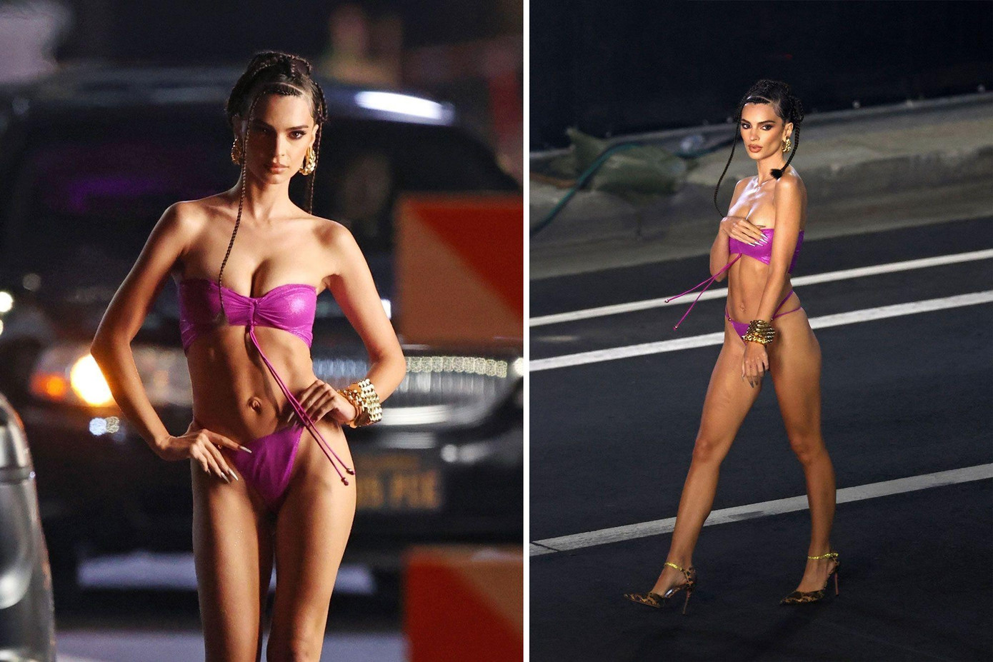 Trở lại sàn catwalk sau hơn nửa năm nghỉ sinh, vóc dáng của Emily không hề có sự thay đổi nào, vẫn thân hình mảnh mai, săn chắc, vòng một căng tràn, cơ bụng 11 và đôi chân thon nuột miên man.