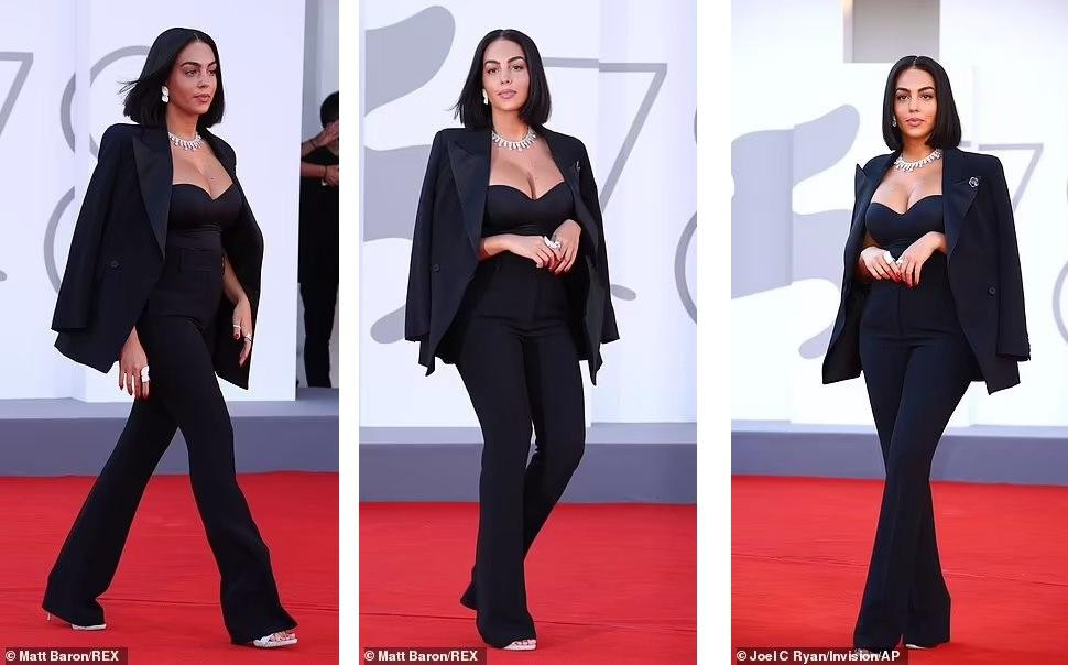 Georgina Rodriguez hóa nữ tổng tài quyền lực với &quot;nguyên cây&quot; đen.