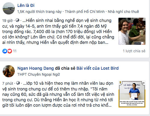 Nam nhân viên vệ sinh trả tiền nhặt được và từ chối tiền khen thưởng ảnh 2