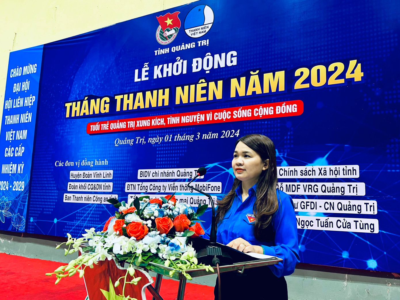 Bí thư Tỉnh Đoàn Quảng Trị Trần Thị Thu phát biểu tại Lễ khởi động. Bí thư Tỉnh Đoàn Quảng Trị Trần Thị Thu phát biểu tại Lễ khởi động.