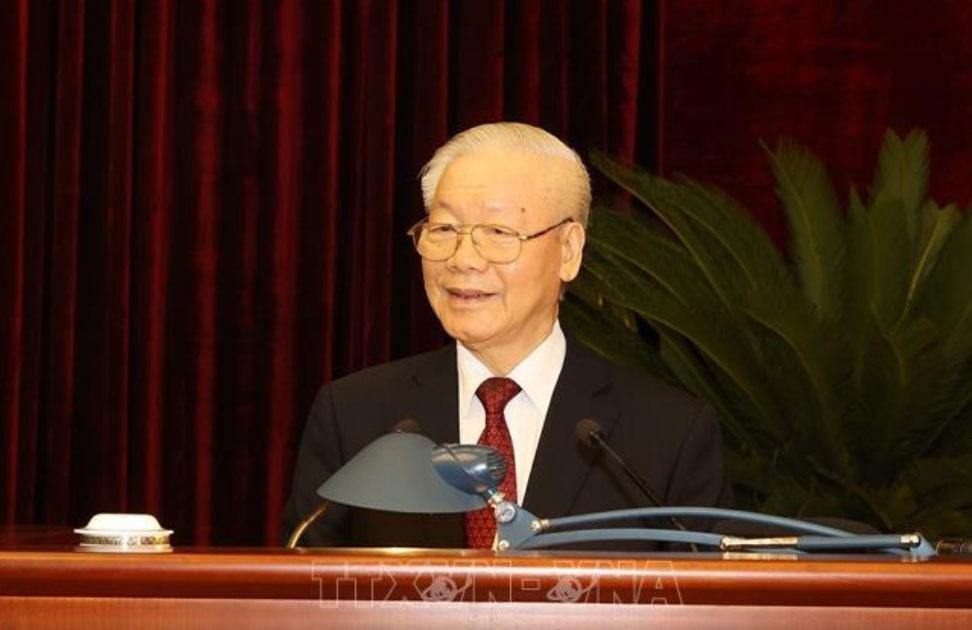 Sáng 9/10, Tổng Bí thư Nguyễn Phú Trọng phát biểu bế mạc Hội nghị lần thứ sáu Ban Chấp hành Trung ương Đảng khóa XIII. Ảnh: Trí Dũng/TTXVN Sáng 9/10, Tổng Bí thư Nguyễn Phú Trọng phát biểu bế mạc Hội nghị lần thứ sáu Ban Chấp hành Trung ương Đảng khóa XIII. Ảnh: Trí Dũng/TTXVN