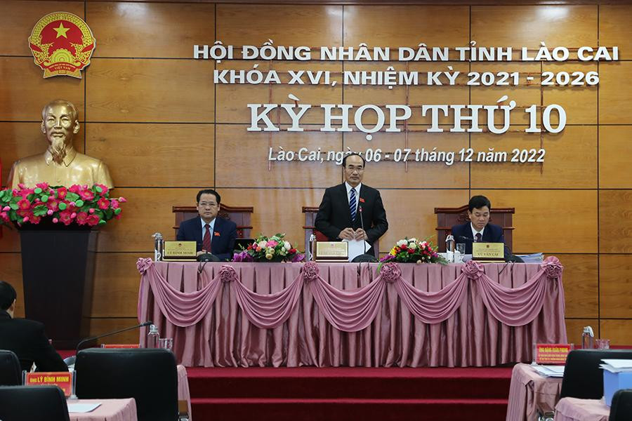 Kỳ họp thứ 10 HĐND tỉnh Lào Cai khóa XVI, nhiệm kỳ 2021 - 2026. Ảnh: HĐND tỉnh Lào Cai