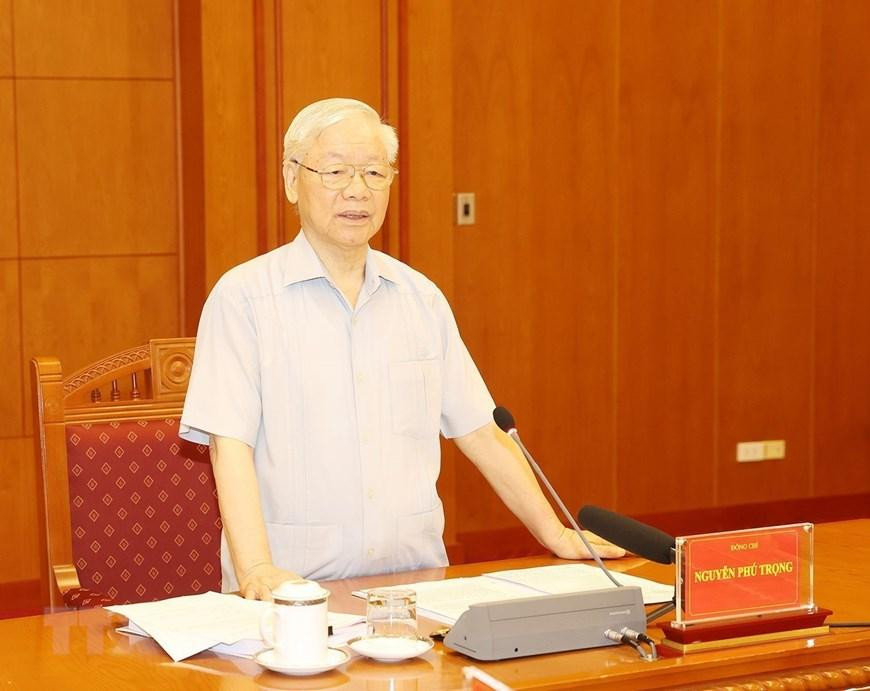 Tổng Bí thư Nguyễn Phú Trọng phát biểu tại cuộc họp. Ảnh: TTXVN Tổng Bí thư Nguyễn Phú Trọng phát biểu tại cuộc họp. Ảnh: TTXVN