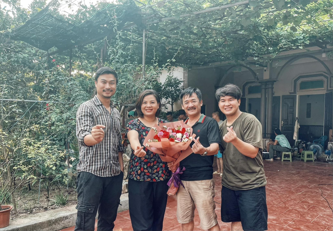 Từ trái qua: Duy Hưng (Đồng), Hồ Liên (bà Vải), Thanh Dương (ông Vui) và Đức Anh (Núi).