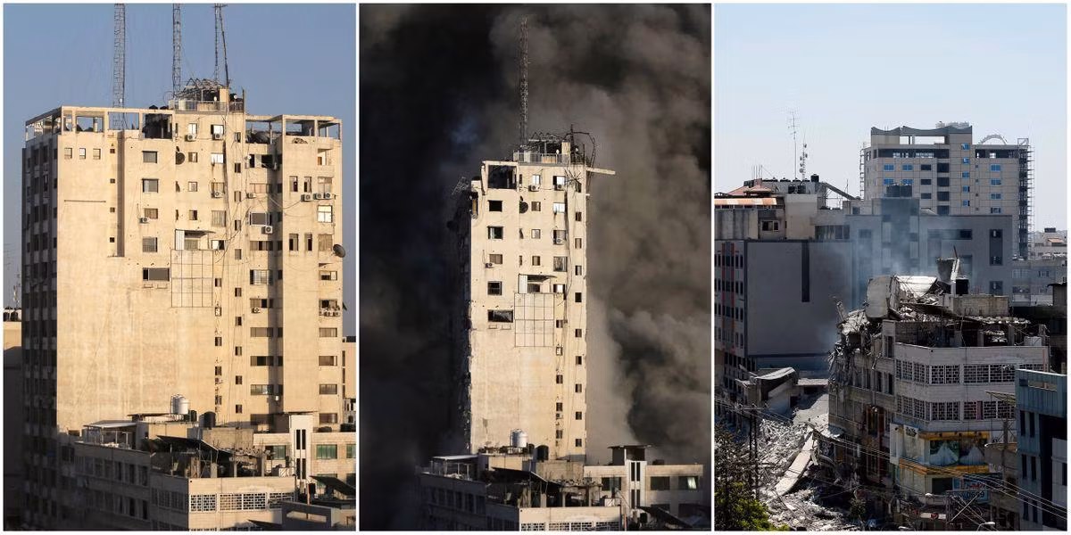Một tòa nhà ở Dải Gaza bị phá hủy bởi hỏa lực Israel. Ảnh: Reuters