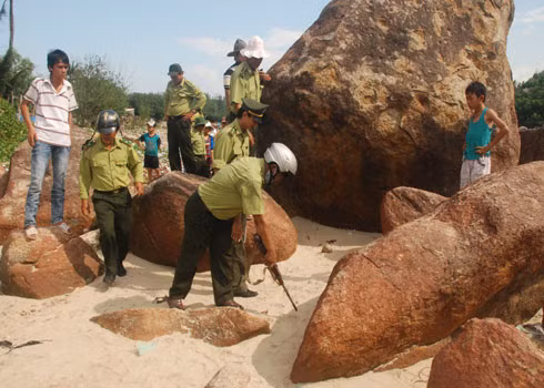 Một nhóm săn khác bủa ra biển, tìm kiếm ở những hang hốc gành đá ven bờ
