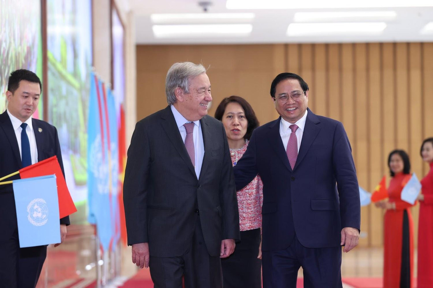Thủ tướng Phạm Minh Chính và Tổng Thư ký Liên Hợp Quốc António Guterres. Ảnh: VGP/Nhật Bắc