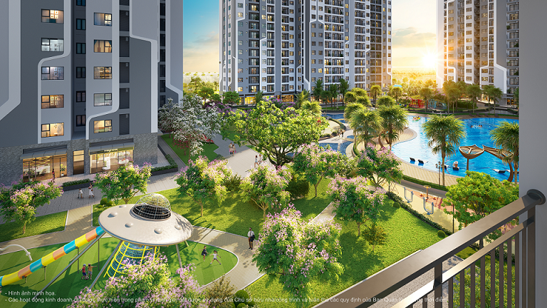 Không gian đậm chất nghỉ dưỡng nhìn từ ban công căn hộ The Miami