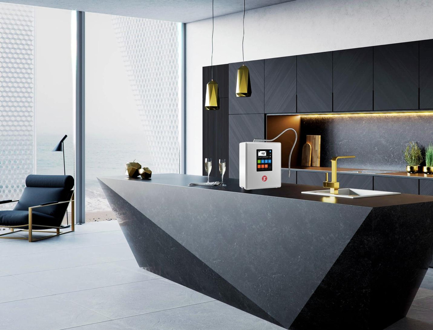 Vẻ đẹp đầy uy quyền của siêu phẩm Fuji Smart i9 trong căn bếp sang trọng của biệt thự triệu đô bên bờ biền Vẻ đẹp đầy uy quyền của siêu phẩm Fuji Smart i9 trong căn bếp sang trọng của biệt thự triệu đô bên bờ biền