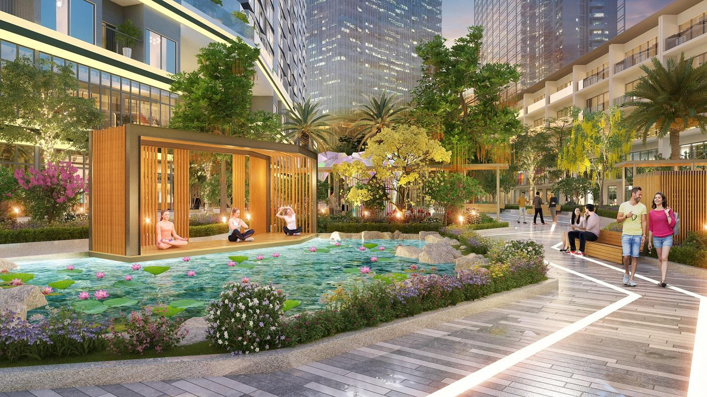 Khu tập yoga xanh mát