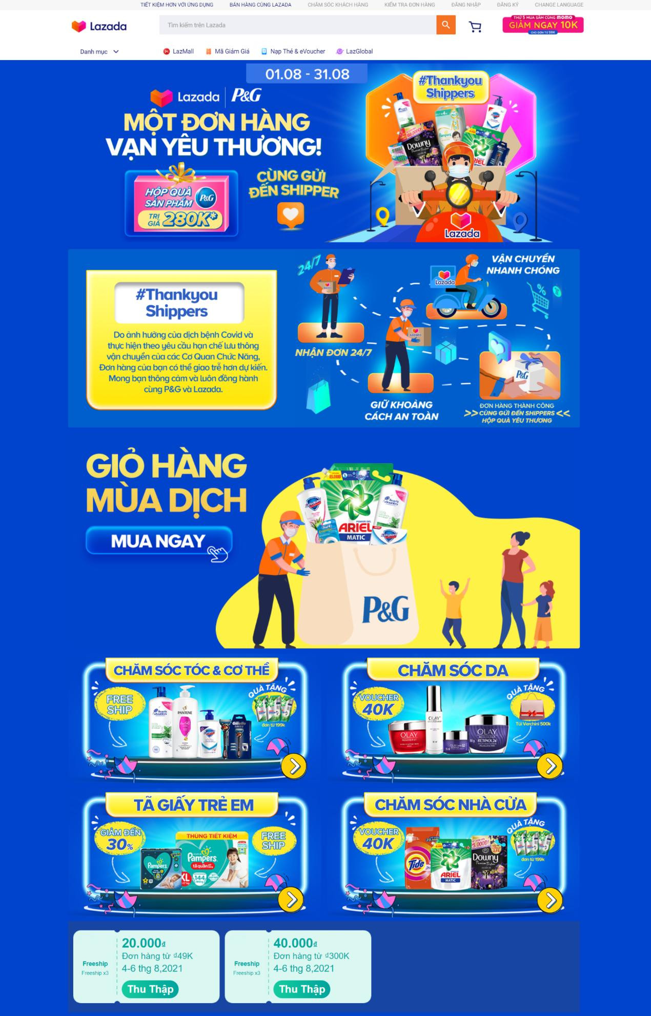 Chương trình “Một đơn hàng, Vạn yêu thương” của P&amp;G Việt Nam được triển khai từ 01/08/2021 đến hết 31/08/2021