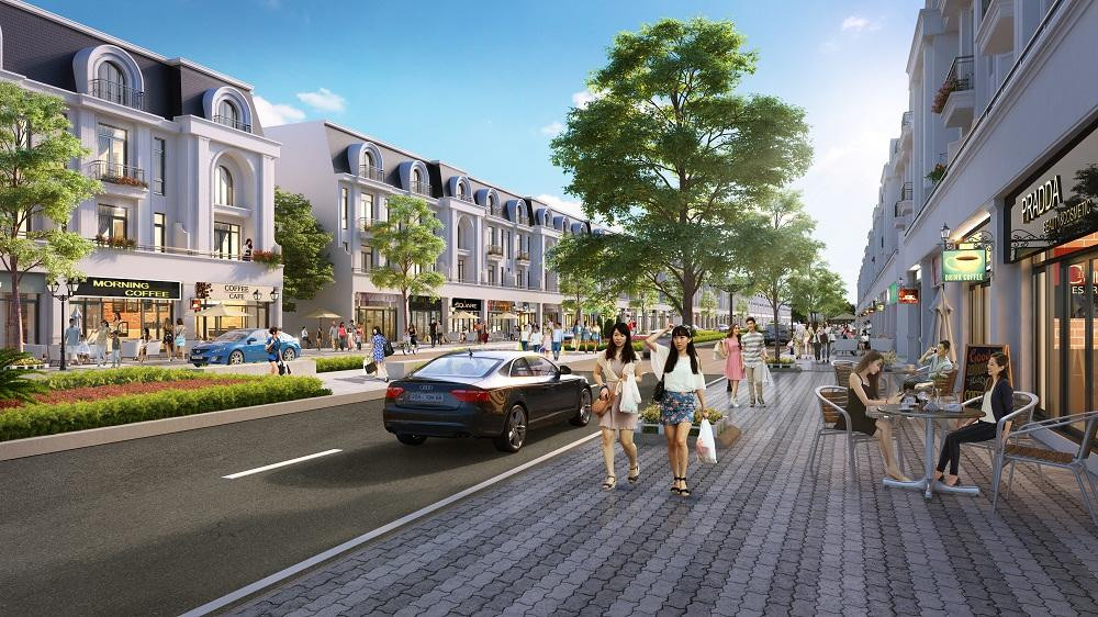 Khu mua sắm sầm uất cung cấp nhiều dịch vụ, tiện ích cho cư dân tại Thái Hưng Crown Villas