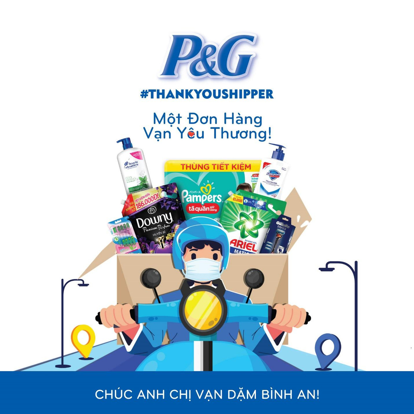 P&amp;G Việt Nam sẽ gửi tặng đến đội ngũ shipper 1 phần quà trị giá 280.000 đồng.
