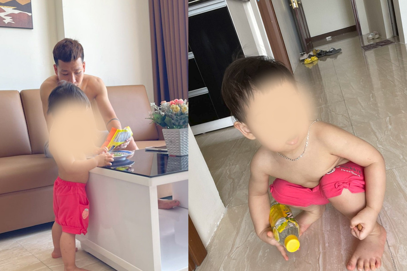 Chồng và con chị Liên mệt mỏi do mất điện kéo dài (Ảnh: NVCC) Chồng và con chị Liên mệt mỏi do mất điện kéo dài (Ảnh: NVCC)